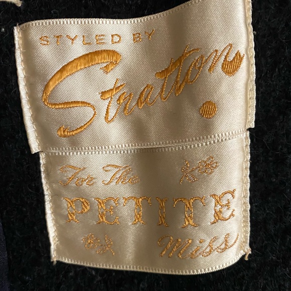 Vintage Petite Black Wool Coat with Mink fur Collar S/M - Picture 4 of 5